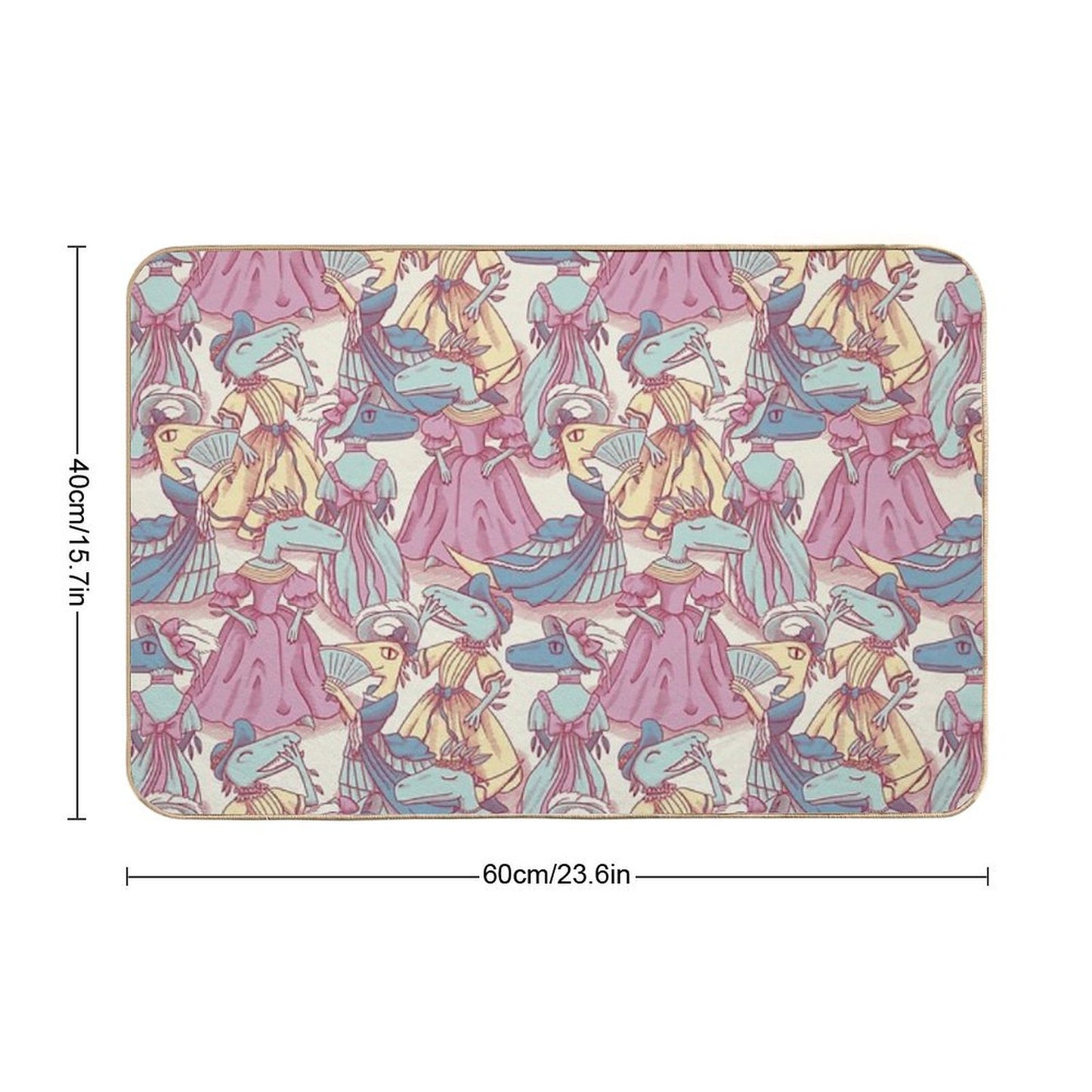 Victorian Velociraptor Fashion Plates Durable Bath Mat