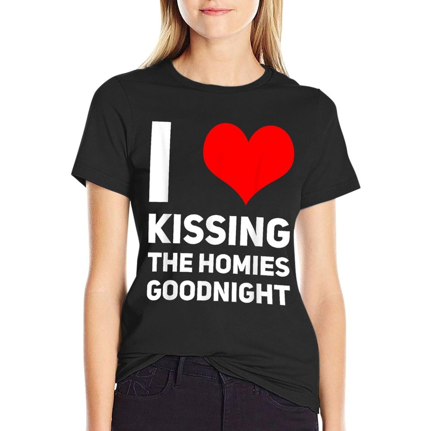 I Love Kissing The Homies Goodnight I Heart Kissing Oversized Silhouette T-Shirt