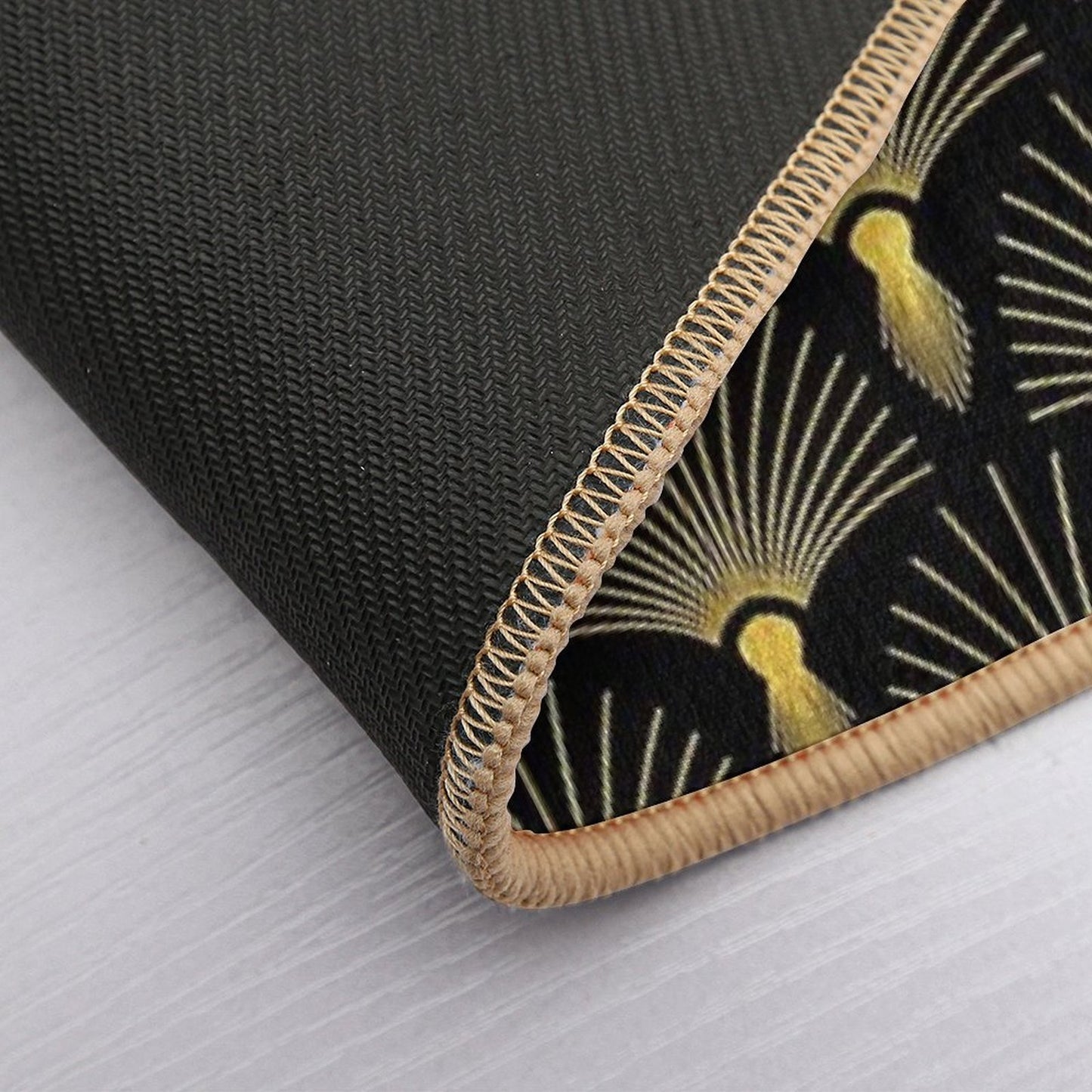 Vintage Hollywood Elegant Golden And Black Art Deco Pet-Safe Bath Mat
