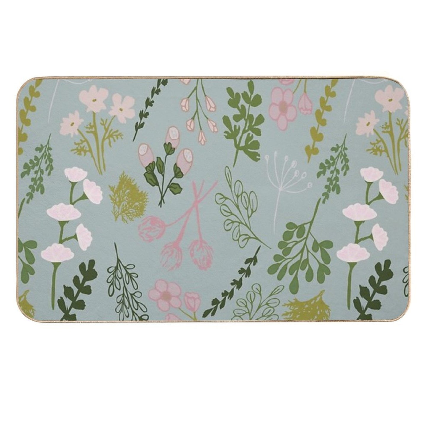 Flowers And Leafs Absorbent Bath Mat