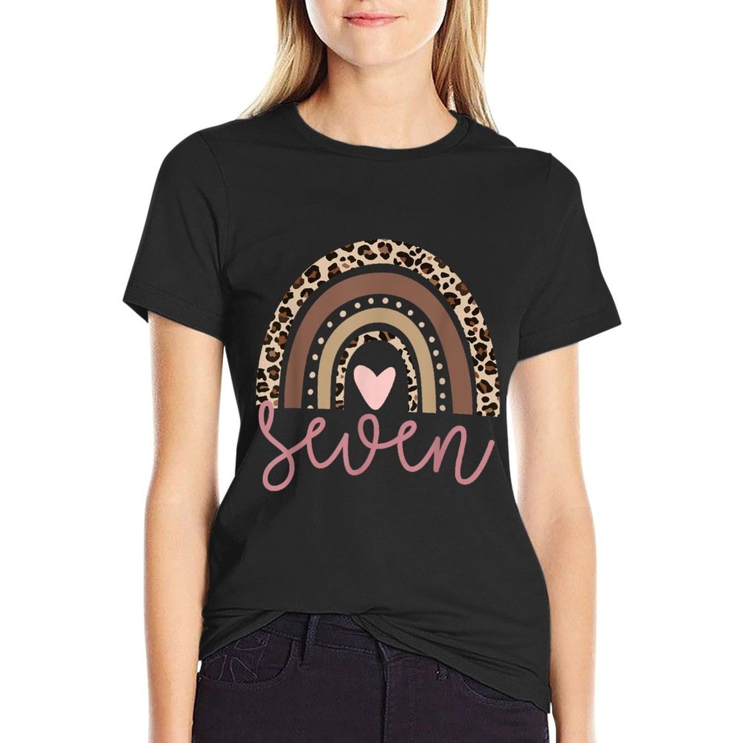 7 Year Leopard Birthday Party Numbers Family Seven Year Old Moisture-wicking T-Shirt