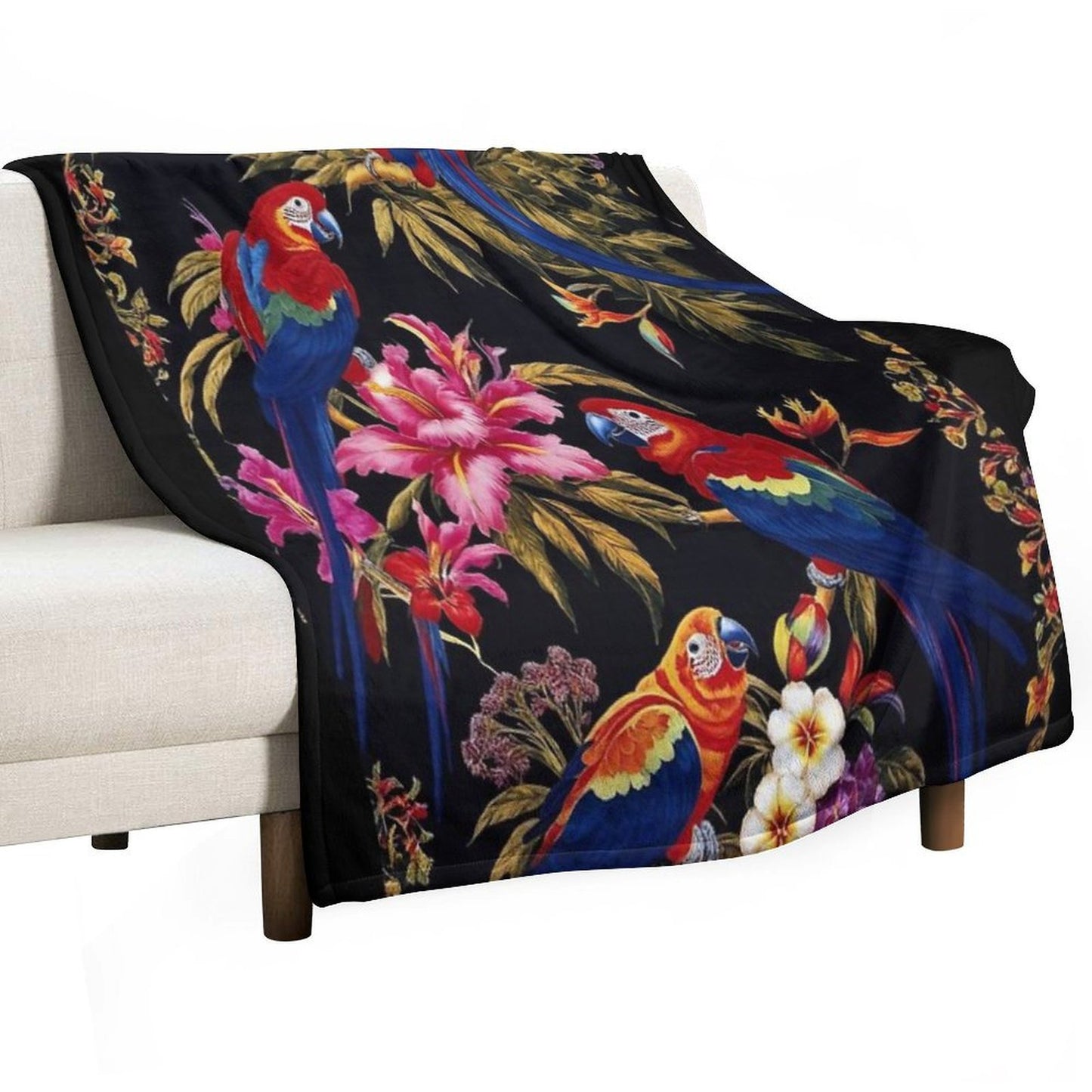 Floral Pattern The Macaw Mystique Durable Throw Blanket
