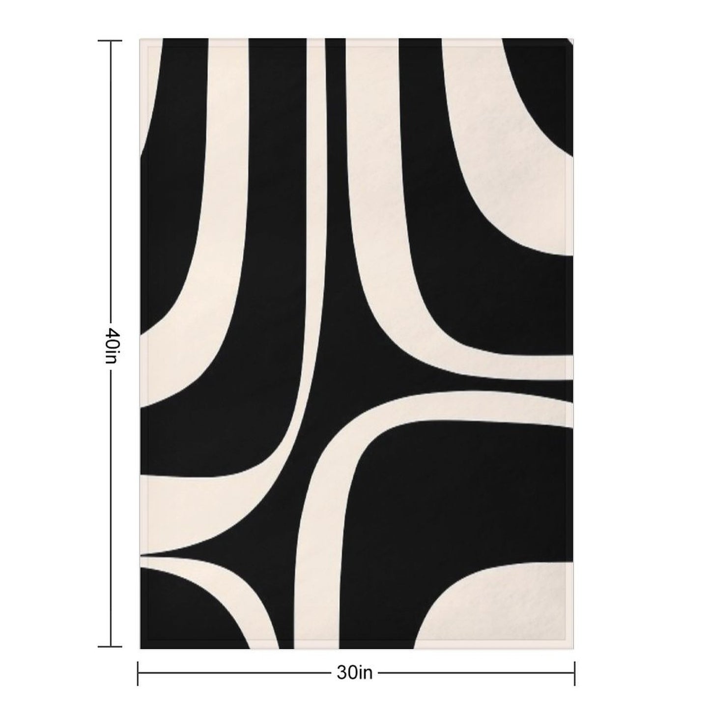 Retro Groove Abstract Minimal Pattern Black And Almond Cream Machine-washable Throw Blanket