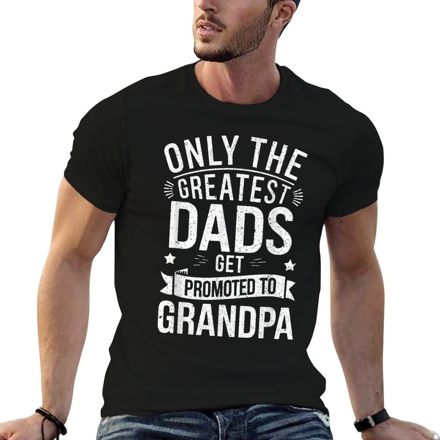Only The Greatest Dads Get Promoted To Grandpa Men  Oversized Silhouette T-Shirt