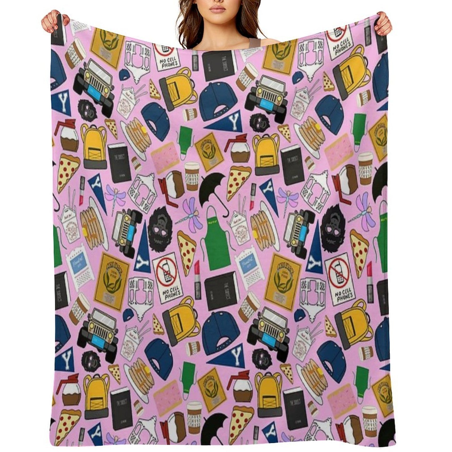 Ultimate Fan Pattern Icons All Over Print Pink Pack Sustainable Throw Blanket