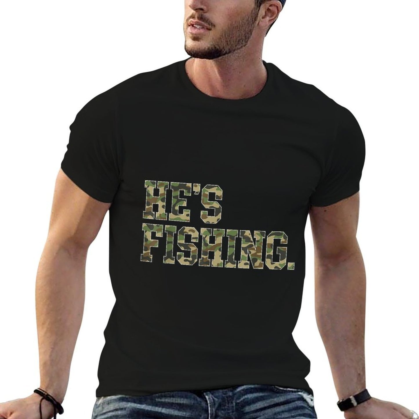Vintage Hes Fishing Camo Camouflage Fishing Fathers Day Life Lightweight T-Shirt