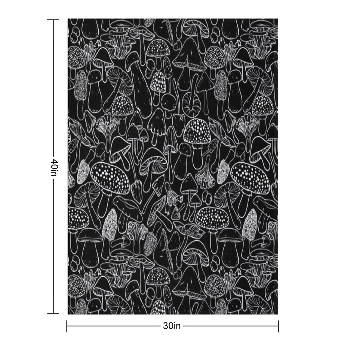All The Mushrooms on Black Compact Throw Blanket