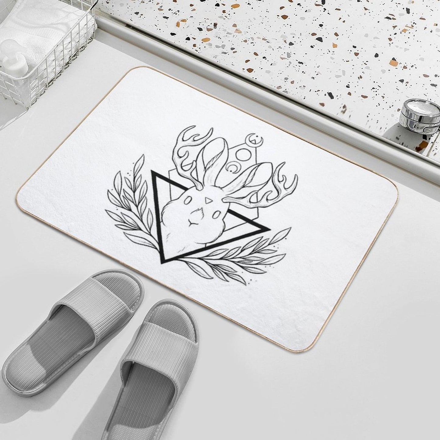 Lunar Rabbit Jackalope Nikury Easy To Clean Bath Mat