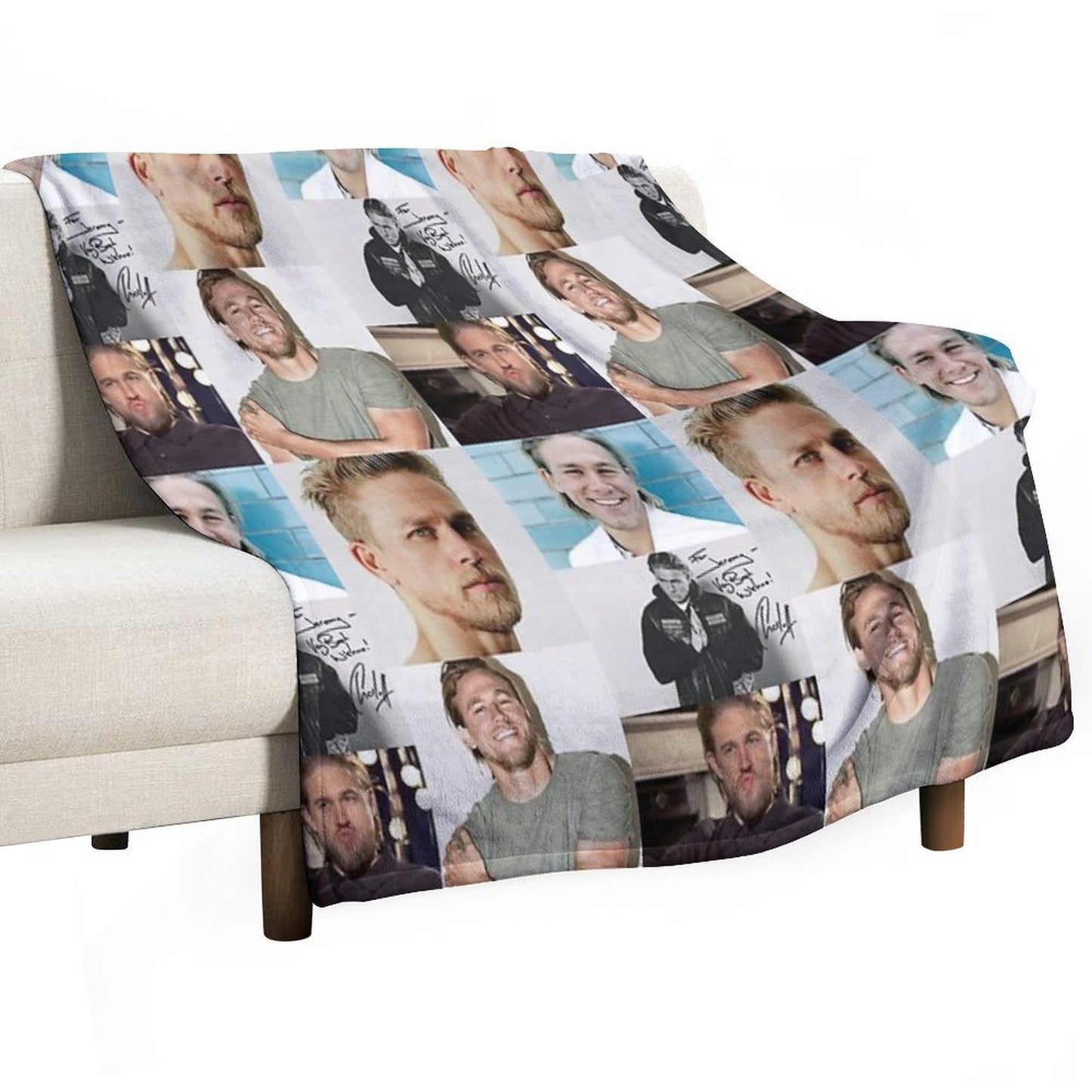 Charlie Hunnam Signed Art Travel-friendly Throw Blanket
