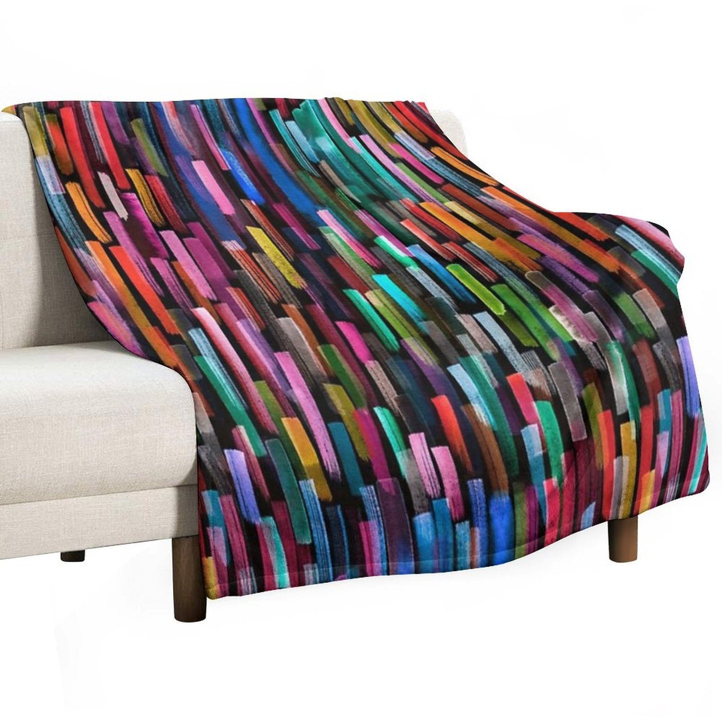 Multicolored Watercolor Stripes Pattern Multi-functional Throw Blanket