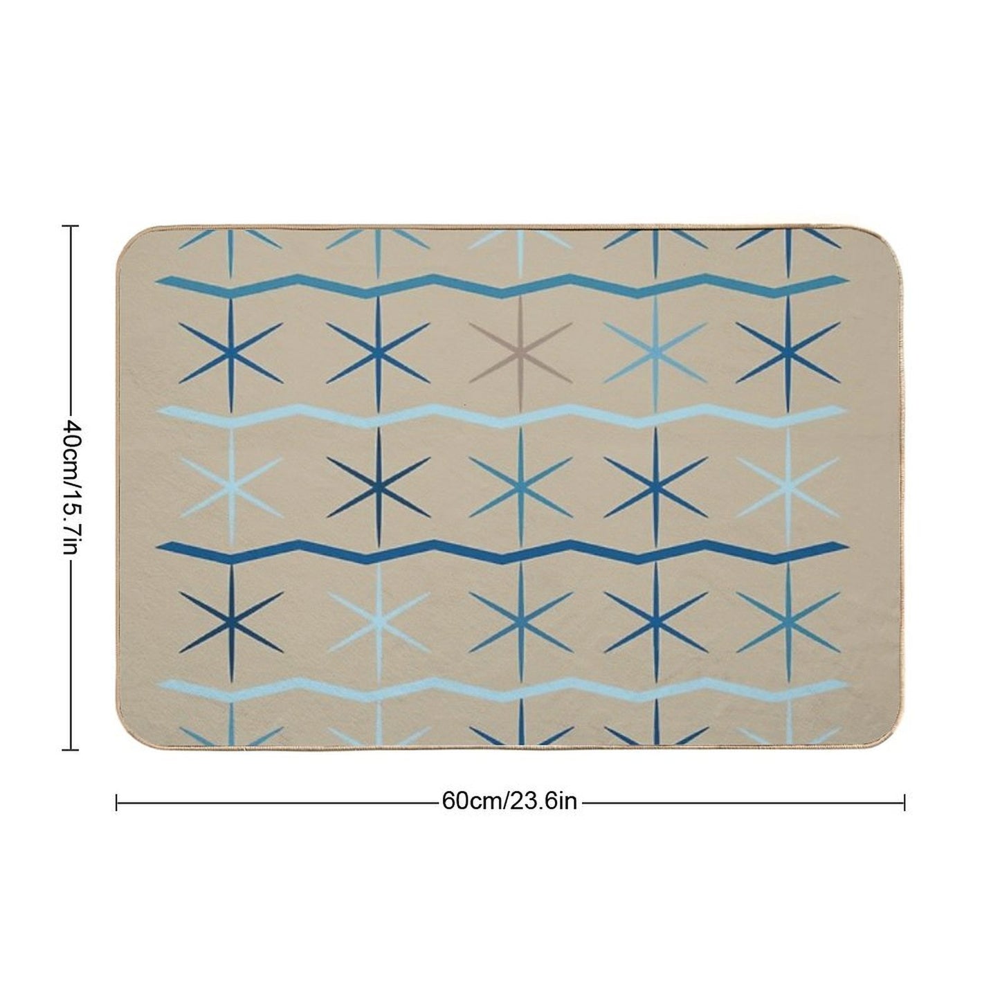 Serenity Waves Minimalist Geometric Blues Repositionable Bath Mat