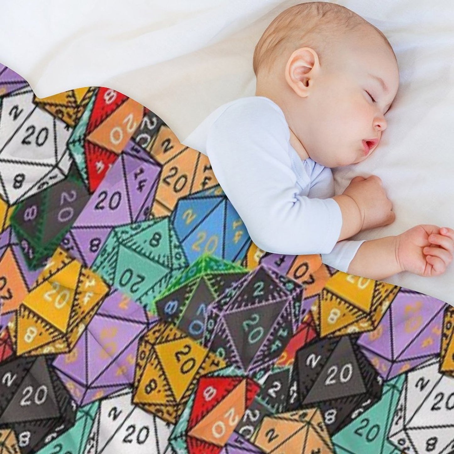 Polyhedral Paradise Vibrant D20 Dice Pattern Multi-functional Throw Blanket