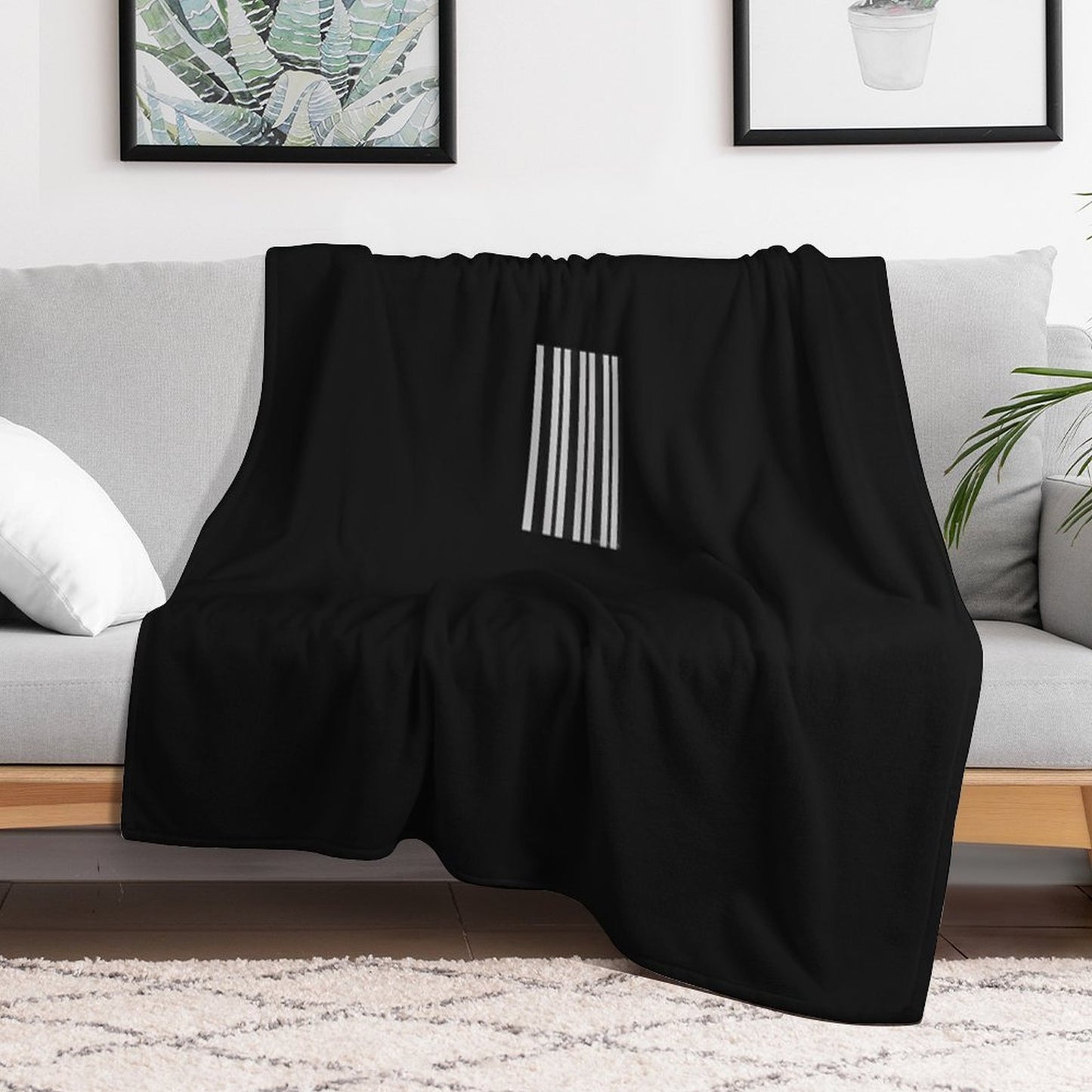 Black And White Vertical Stripes. Durable Throw Blanket