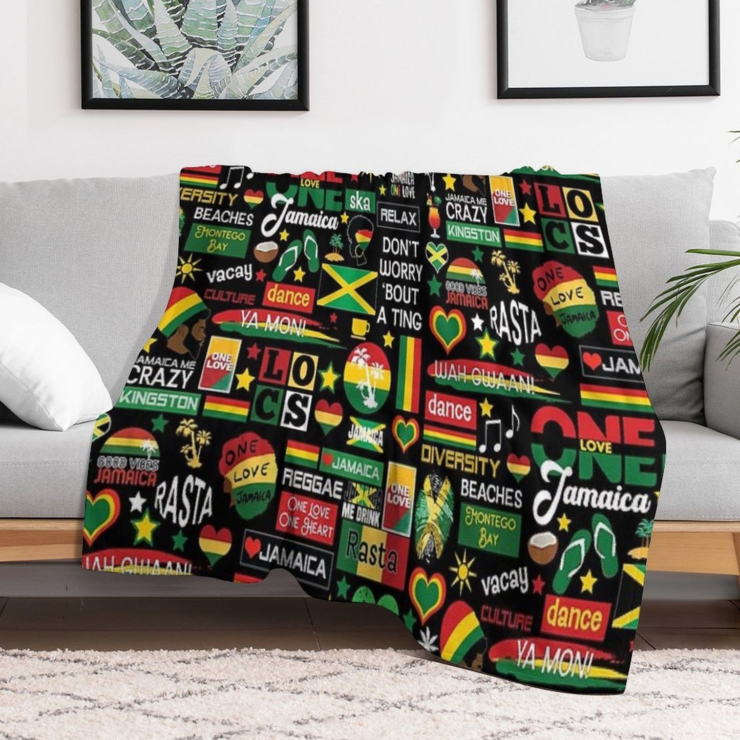 Jamaica One Love Culture Pattern Compact Throw Blanket