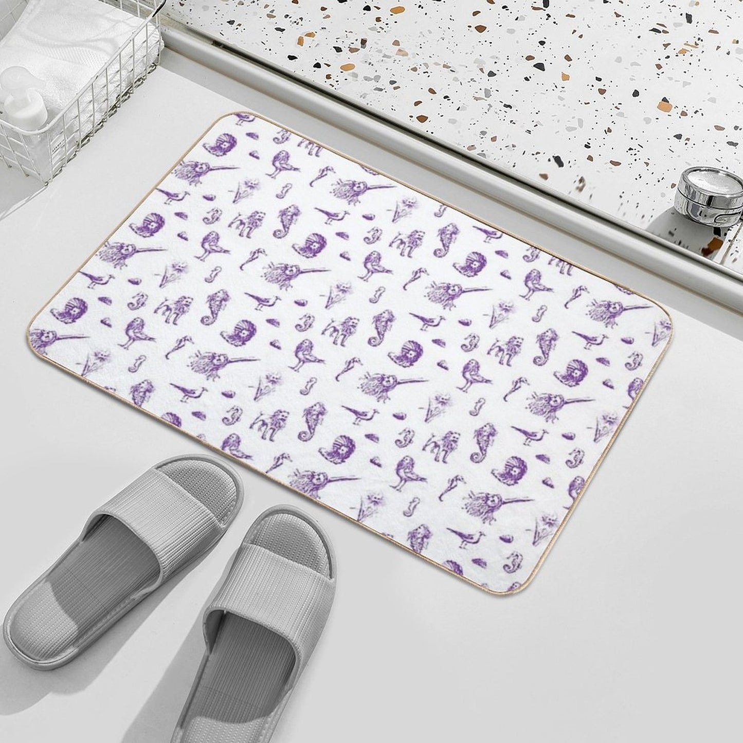 Rent-Free Blackbeard Sketches - Purple Pet-Safe Bath Mat