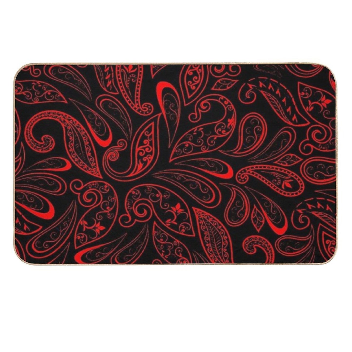 Color Red And Black RED BLACK PATTERN Absorbent Bath Mat
