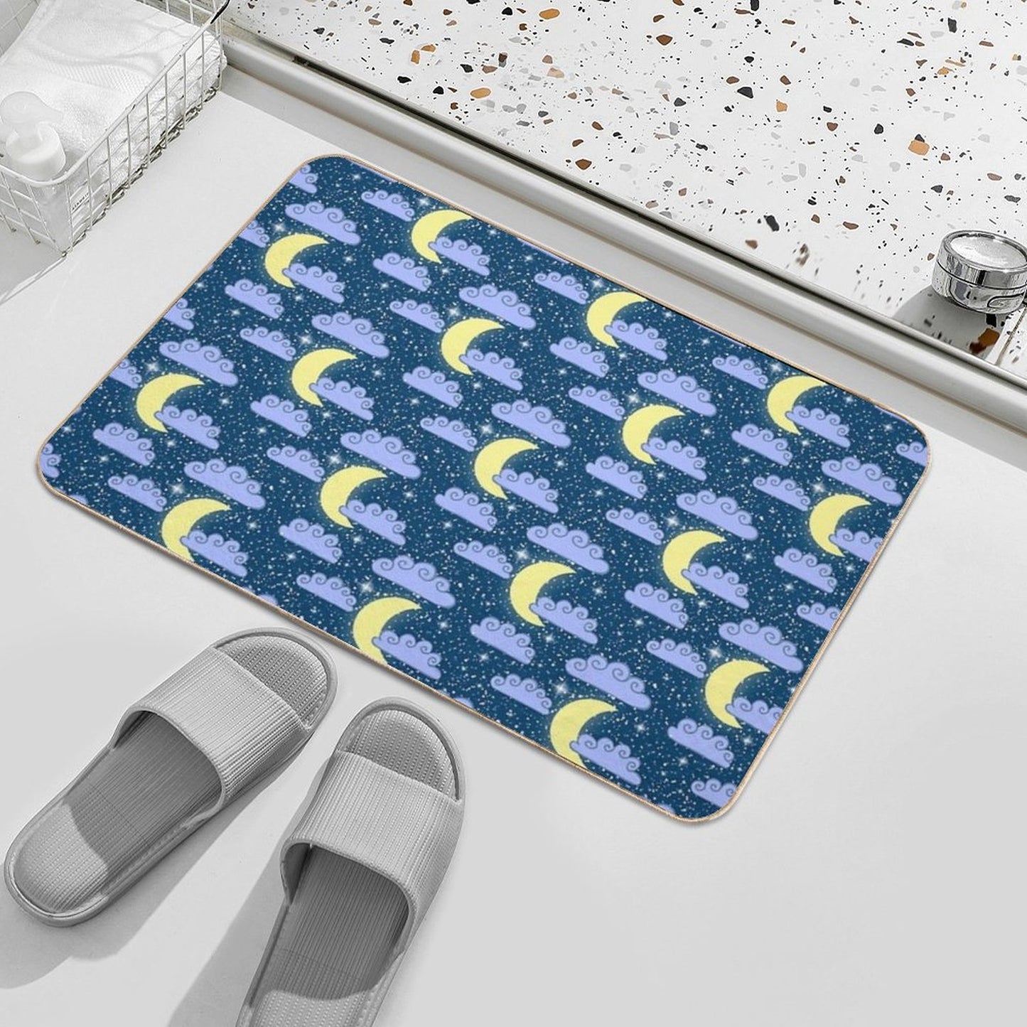 Dreamy Night Sky Pattern Fade-Resistant Bath Mat