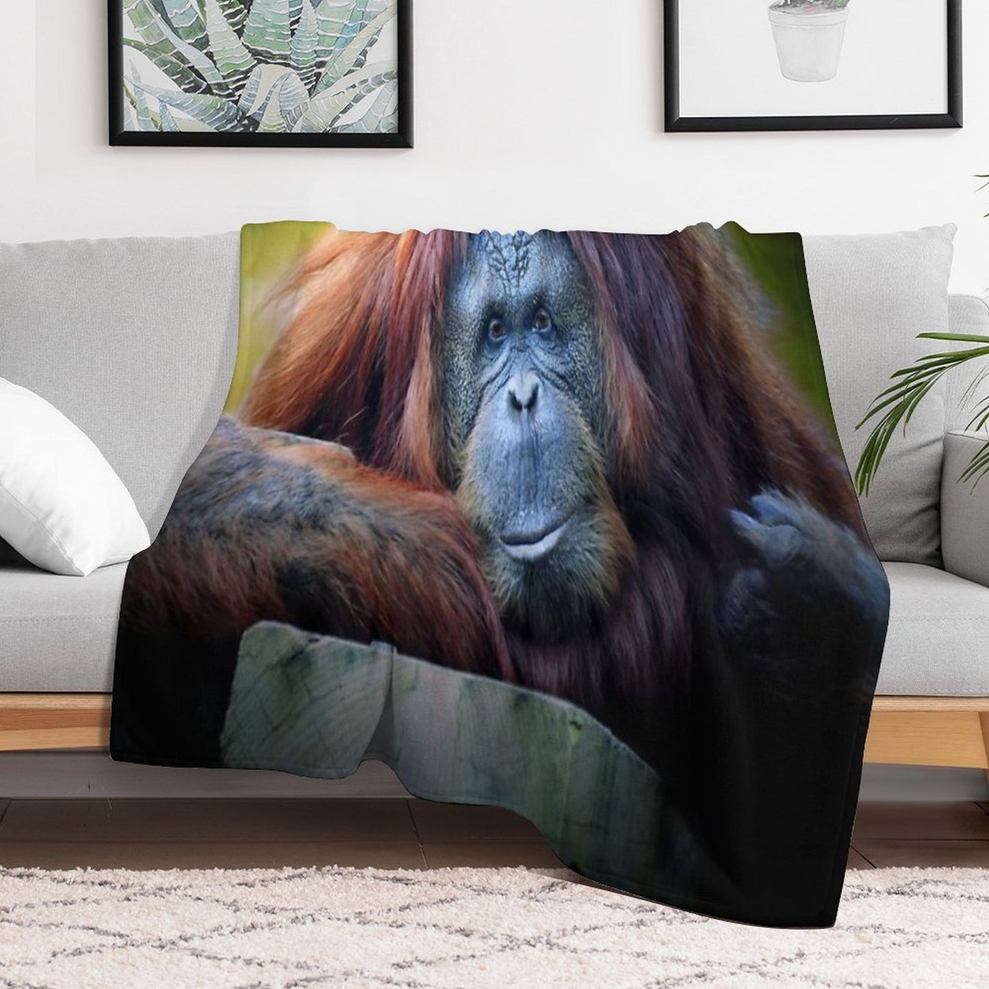 Orangutan Wrinkle-free Throw Blanket