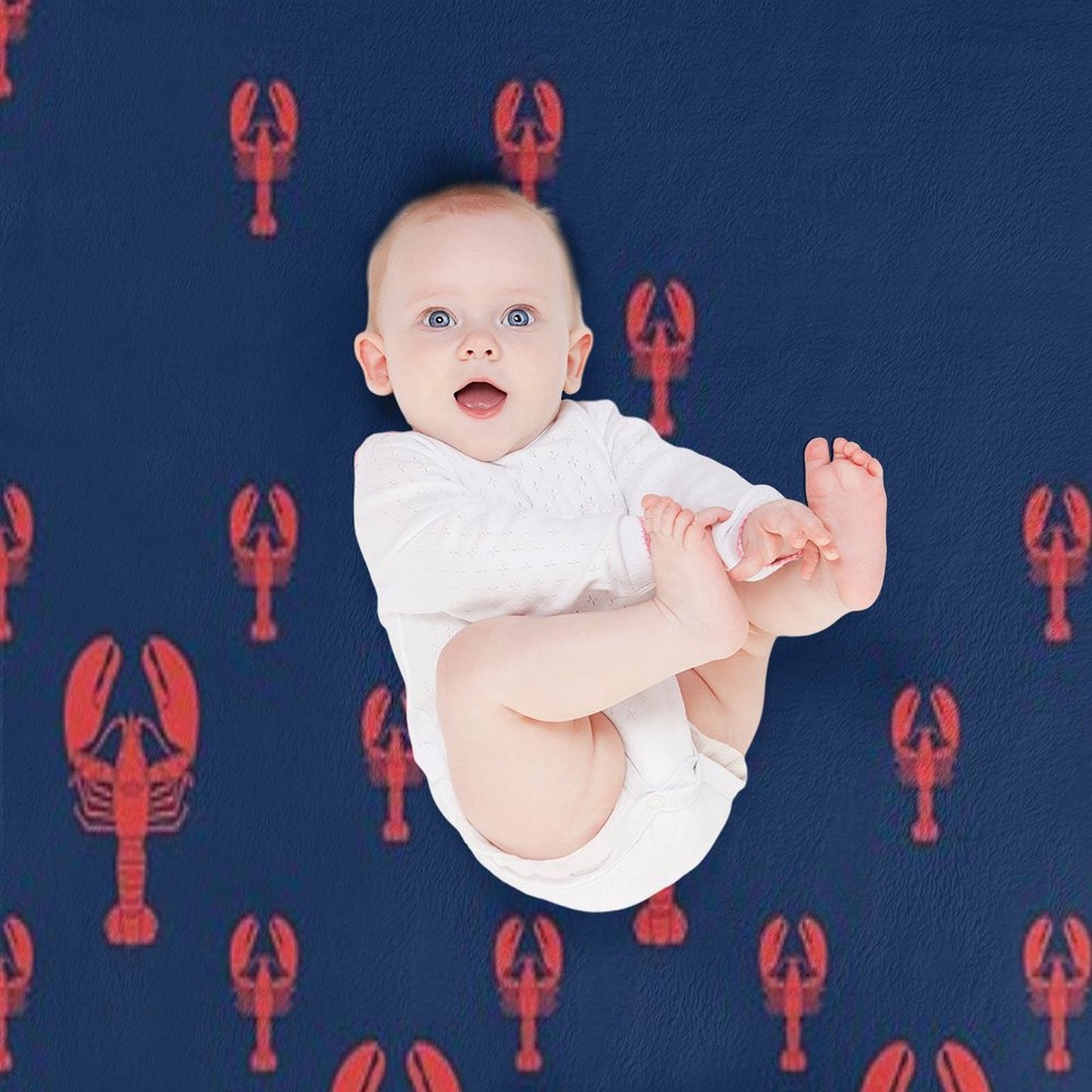 Lobster Squadron on Navy Shrink-resistant Throw Blanket