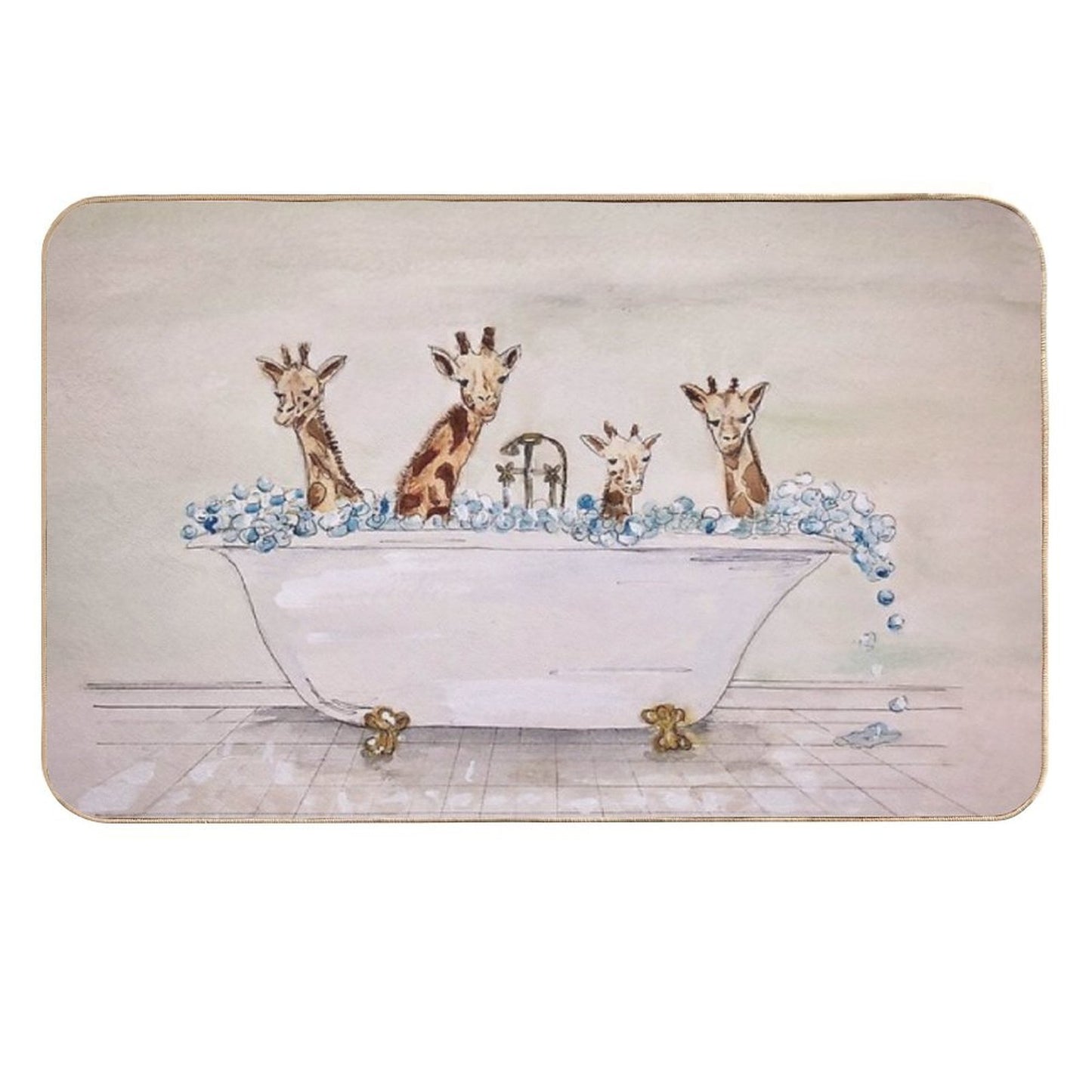 Giraffes in A Tub Anti-Trip Bath Mat