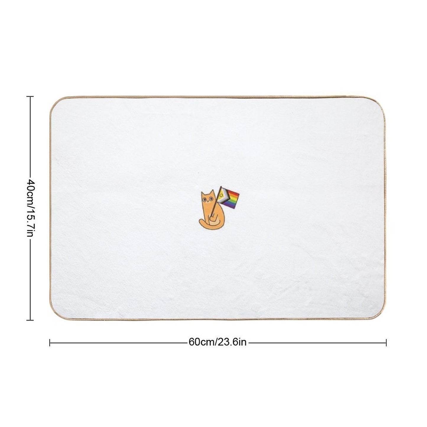 LGBTQIA+ Pride Flag Ginger Cat Sticker Pet-Safe Bath Mat