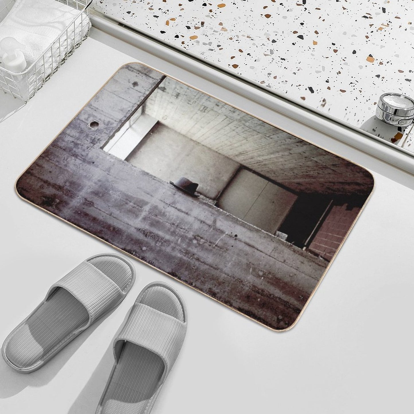 Hat During Lunchbreak Building Photolab in Rotkreuz, Switzerland 1968 Pet-Safe Bath Mat