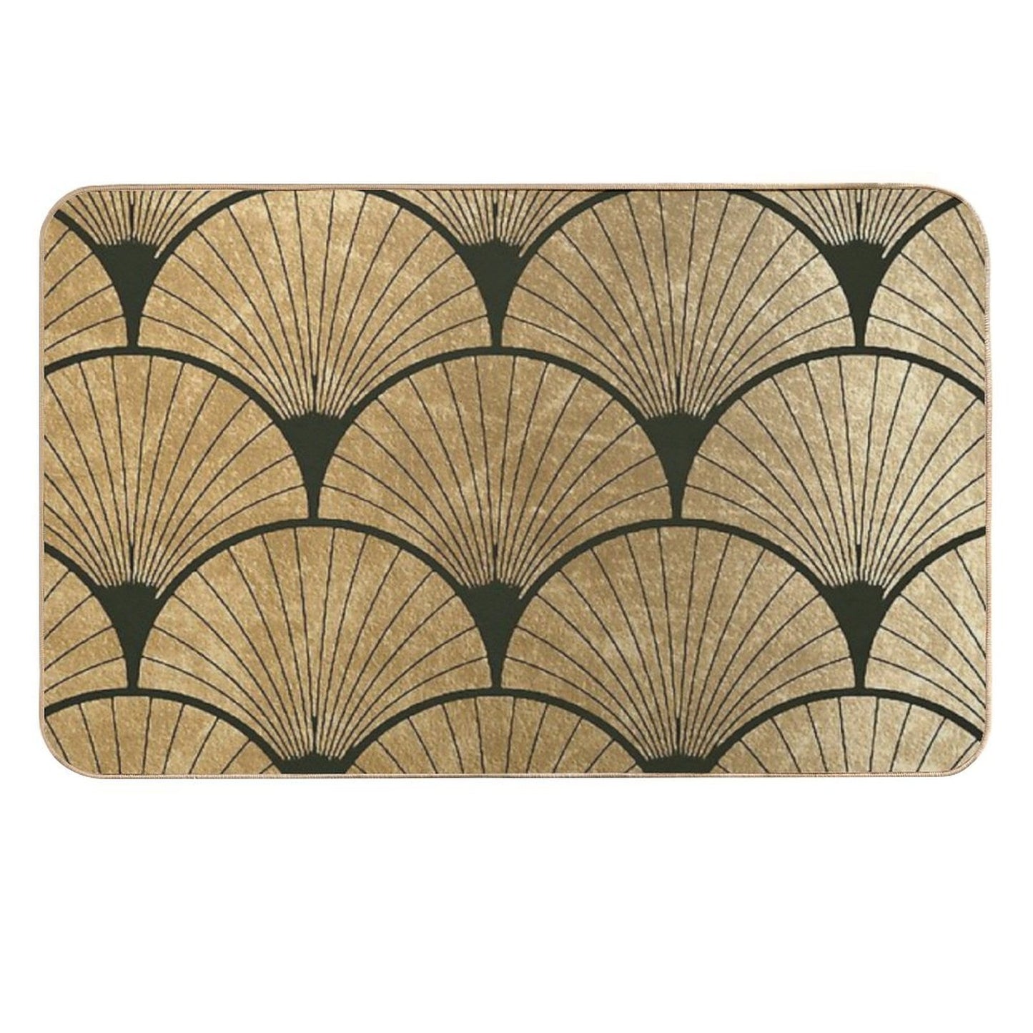 Art Deco Elegance - Golden Fan Fade-Resistant Bath Mat
