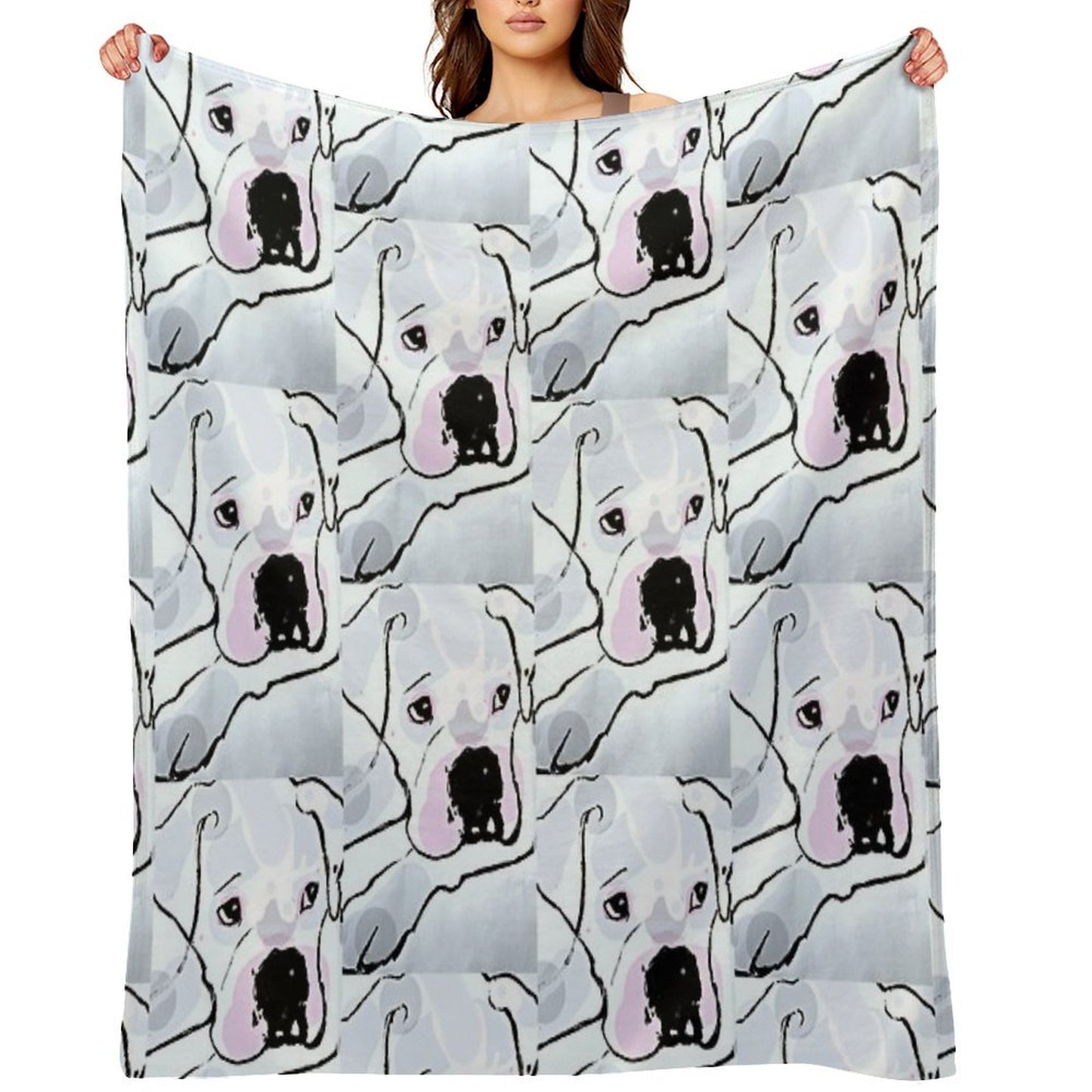 Pearl White, White Boxer Love Collection Durable Throw Blanket