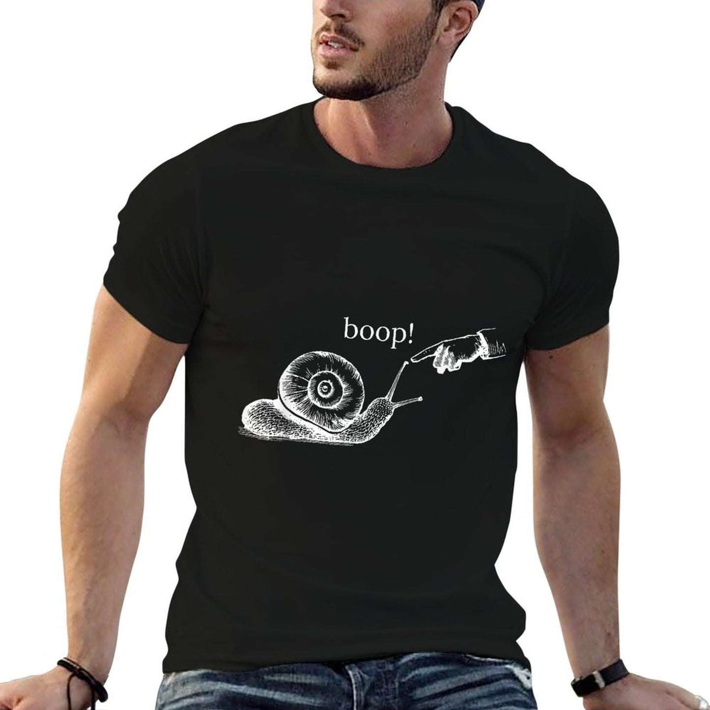 Vintage Hand Boop Snail Nature Lover Insect Snail Pet Owner Ribbed Collar T-Shirt