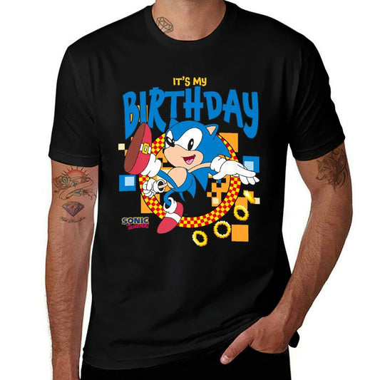 Sonic The Hedgehog Birthday Its My Birthday Cheering Sonic Premium  Fade-proof Color T-Shirt