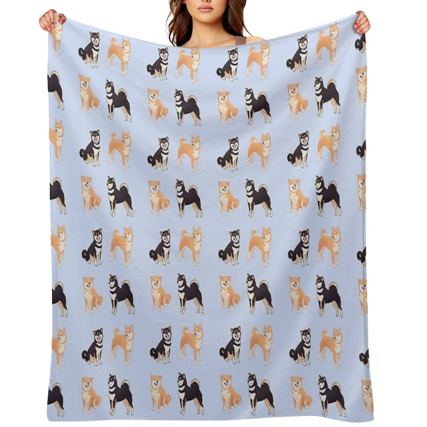 Shiba Inu Dogs Pack Sustainable Throw Blanket