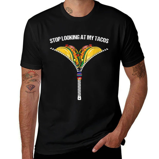 Womens Stop Looking At My Tacos Funny Mexican Fiesta Cinco De Mayo  Slim-fit Cut T-Shirt