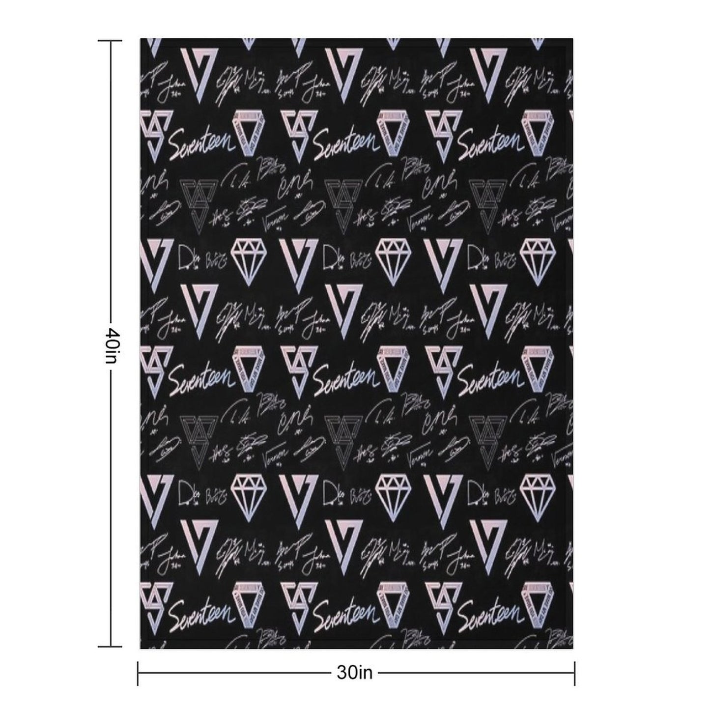SEVENTEEN Signatures And Logos Pattern (Black) Multi-functional Throw Blanket