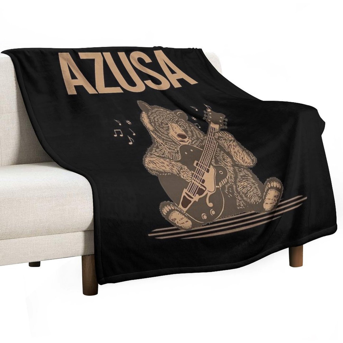 Bear With Guitar Azusa Velvety-soft Throw Blanket