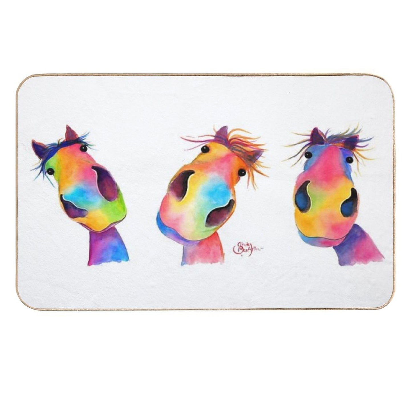 HoRSe PRiNT ' THe HaPPY HoRSeS ' BY SHiRLeY MacARTHuR Repositionable Bath Mat