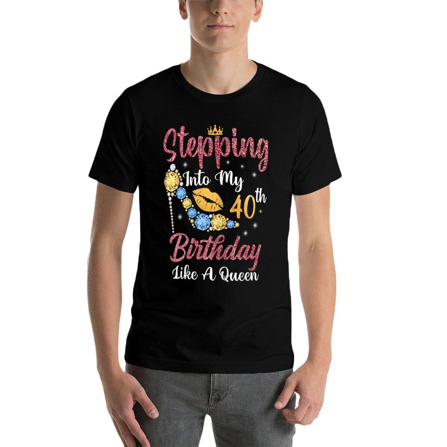 Womens Stepping Into My 40th Birthday Like A Queen Happy To Me Vintage-inspired T-Shirt