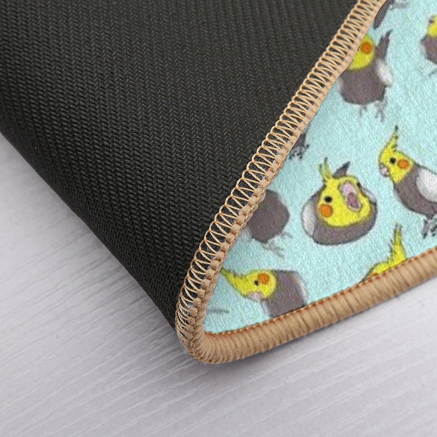 Cockatiel Doodle Pattern Eco-Friendly Bath Mat