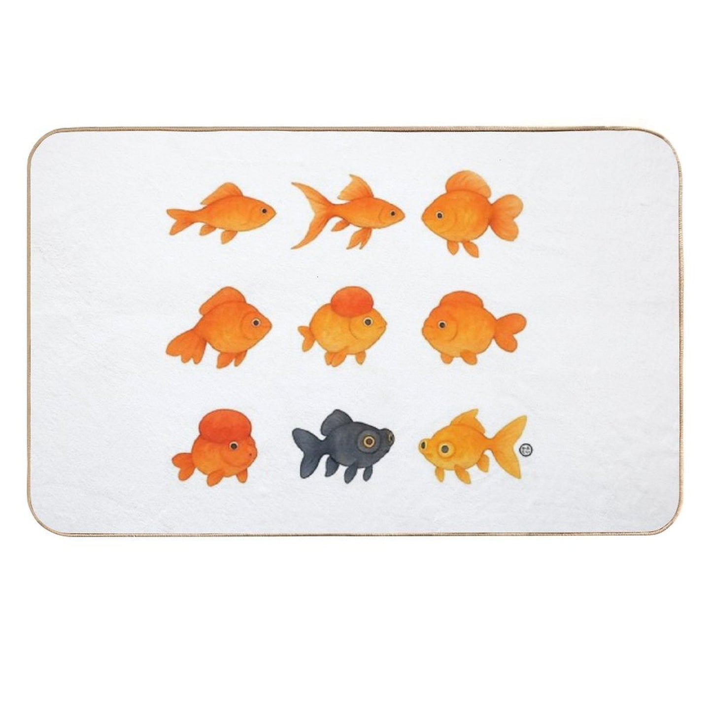 Watercolor Japanese Goldfish - Kawaii Watercolour Style Odorless Bath Mat