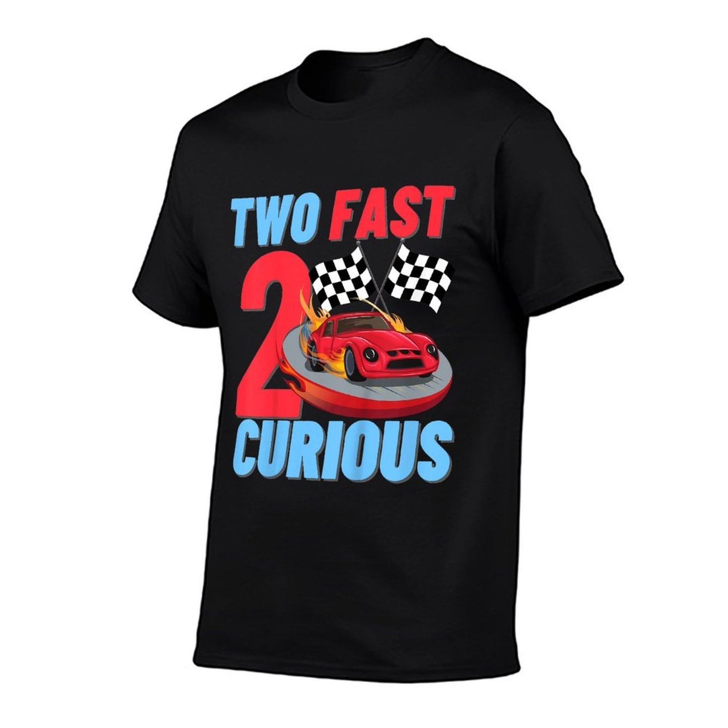 Two Fast 2 Curious Racing Car 2nd Birthday Party Boys Girls Graphic-printed T-Shirt
