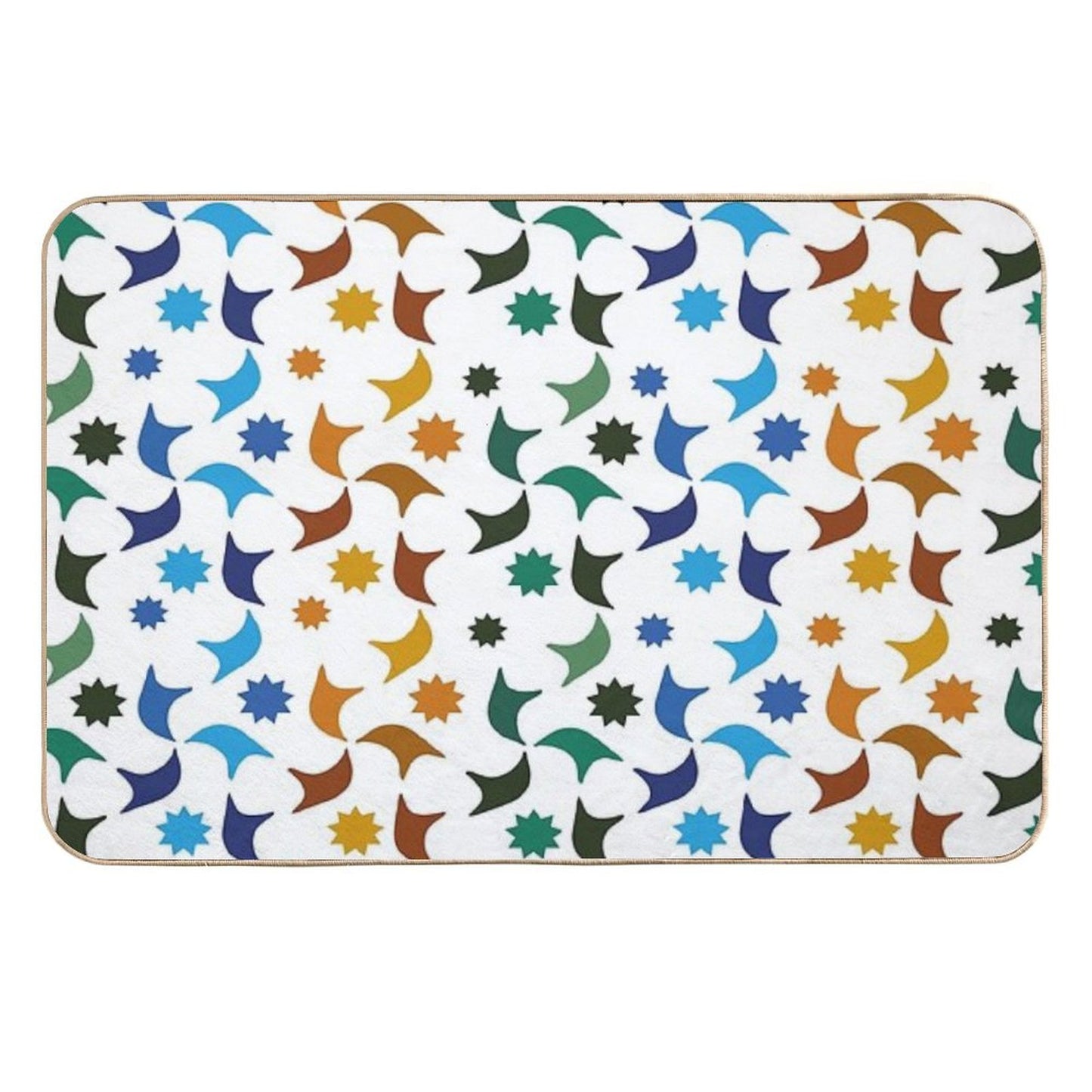 Abstract Geometric Tessera of The Alhambra in Granada Arab Art Absorbent Bath Mat