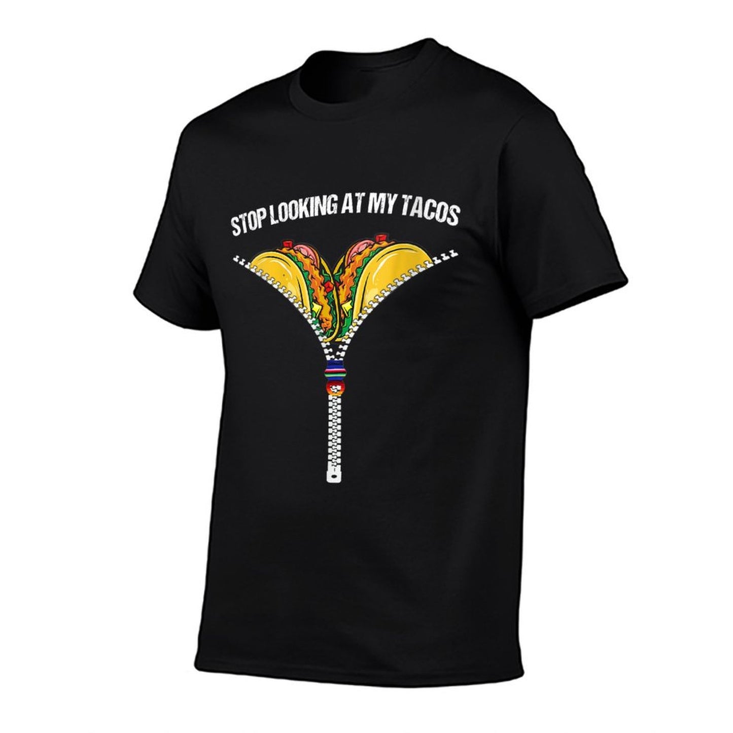 Womens Stop Looking At My Tacos Funny Mexican Fiesta Cinco De Mayo Slim-fit Cut T-Shirt
