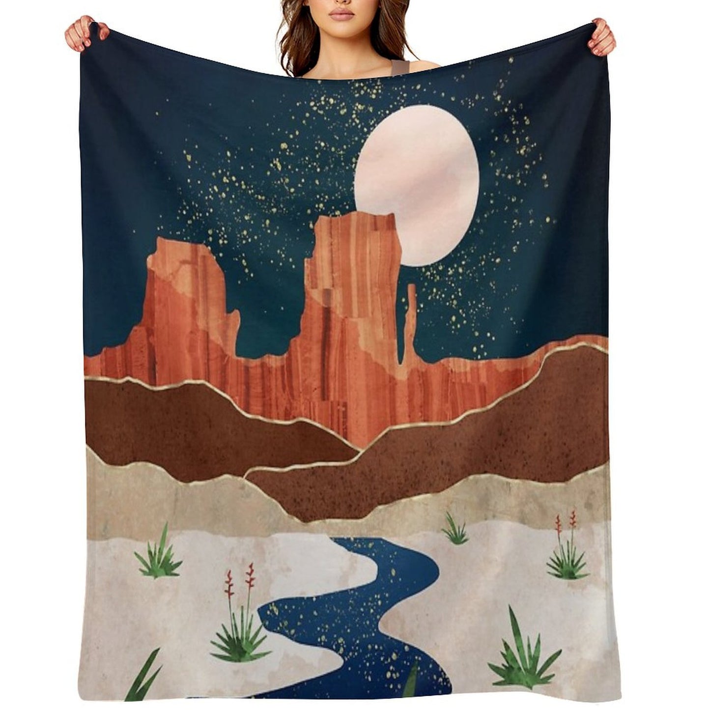 Desert Stars River Quick-dry Throw Blanket
