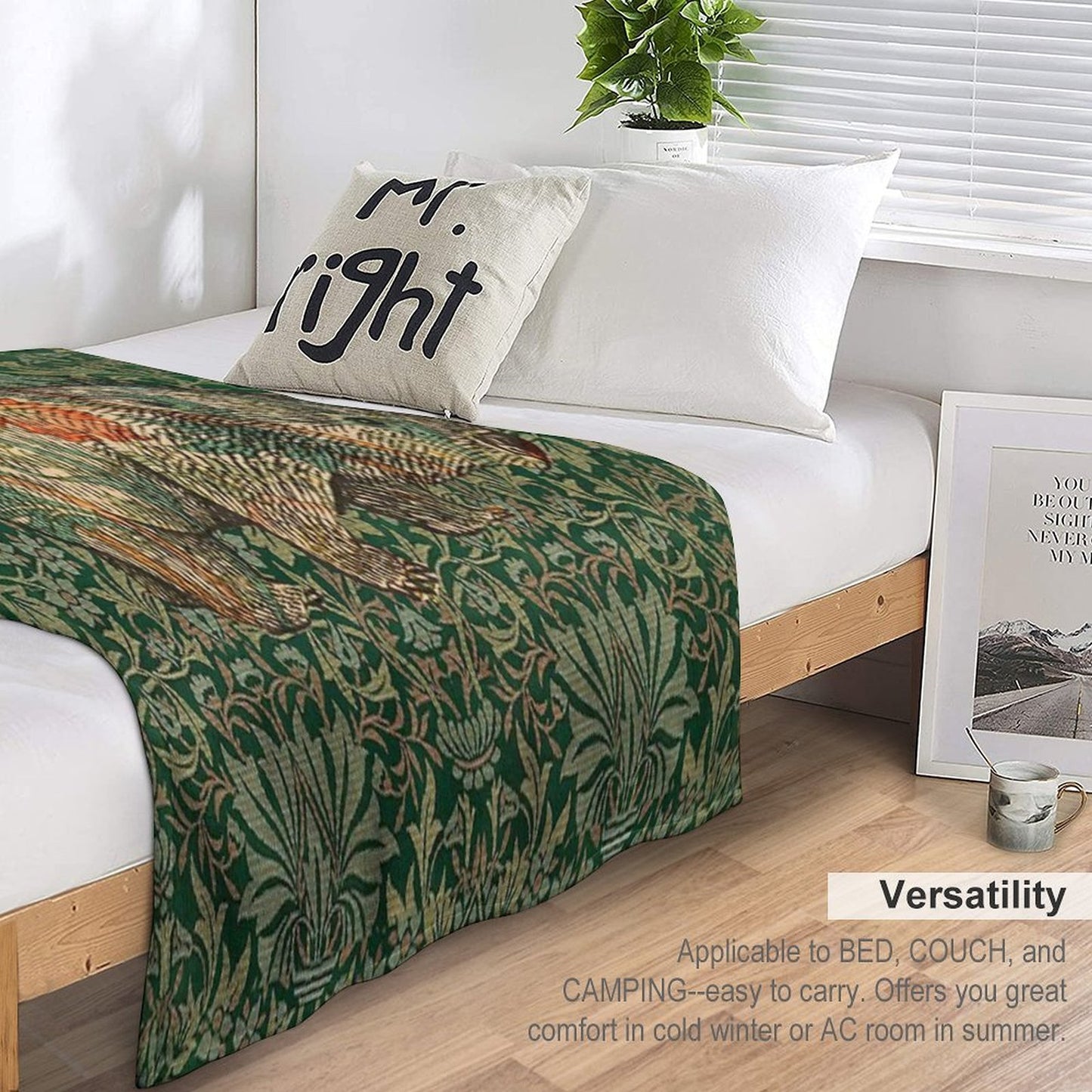 Rossetti's Wombat in Green Flower Garden Shrink-resistant Throw Blanket