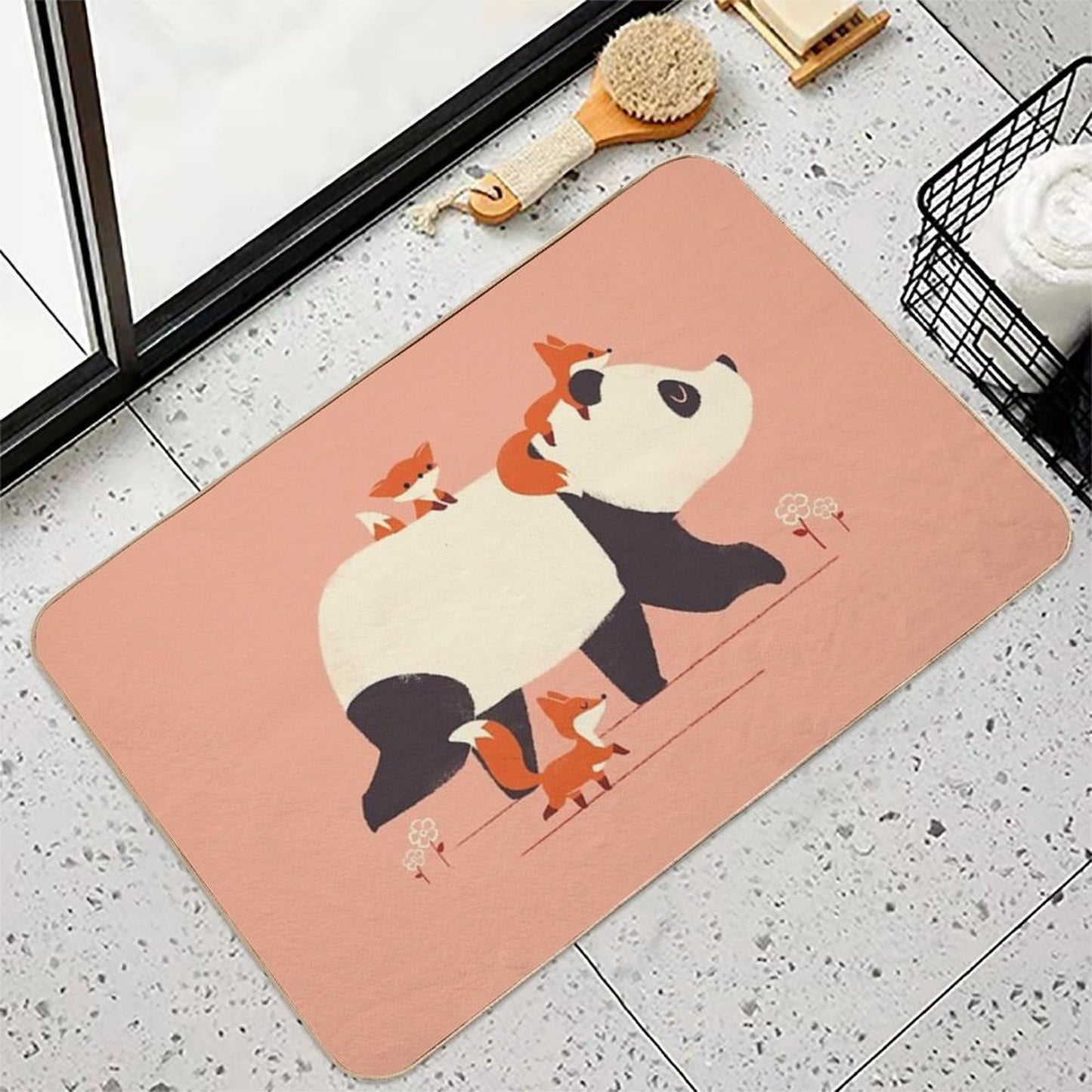 Panda And Foxes Absorbent Bath Mat