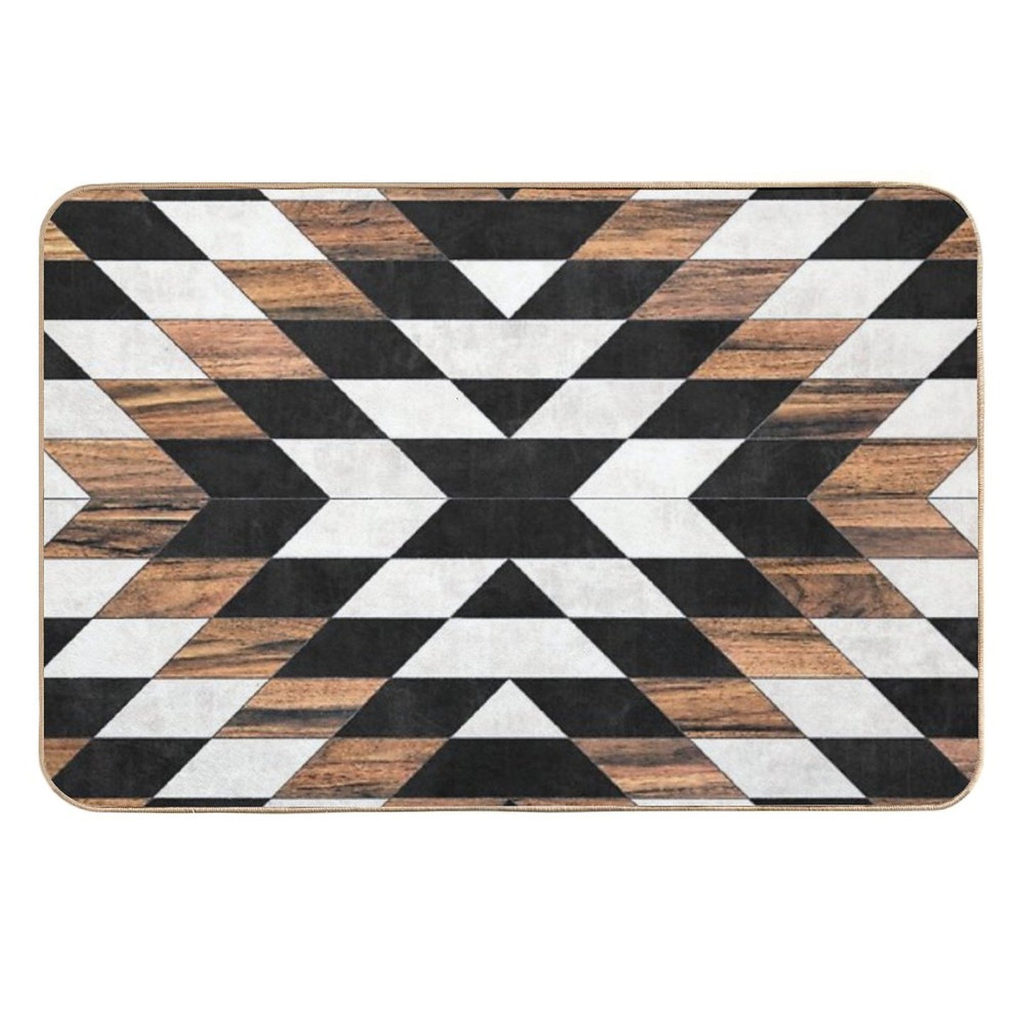 Urban Tribal Pattern No.13 - Aztec - Concrete And Wood Easy To Clean Bath Mat