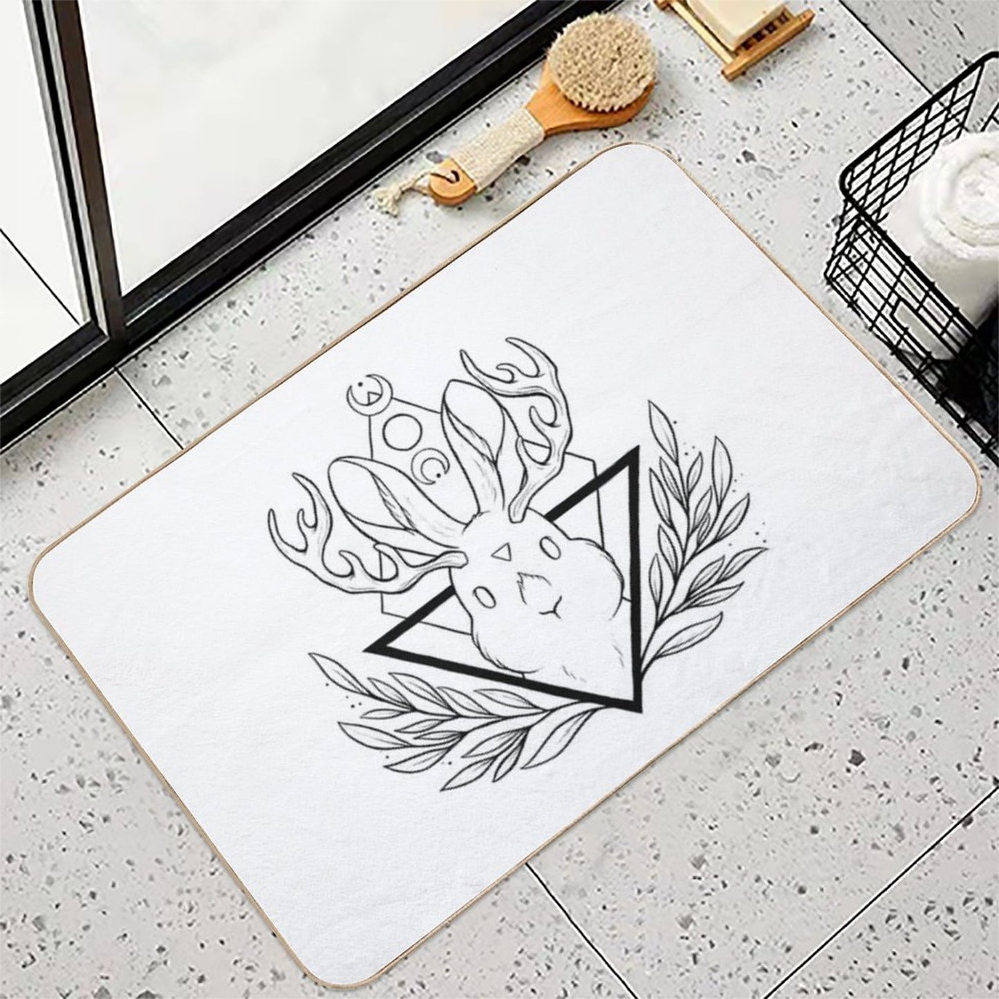 Lunar Rabbit Jackalope Nikury Easy To Clean Bath Mat