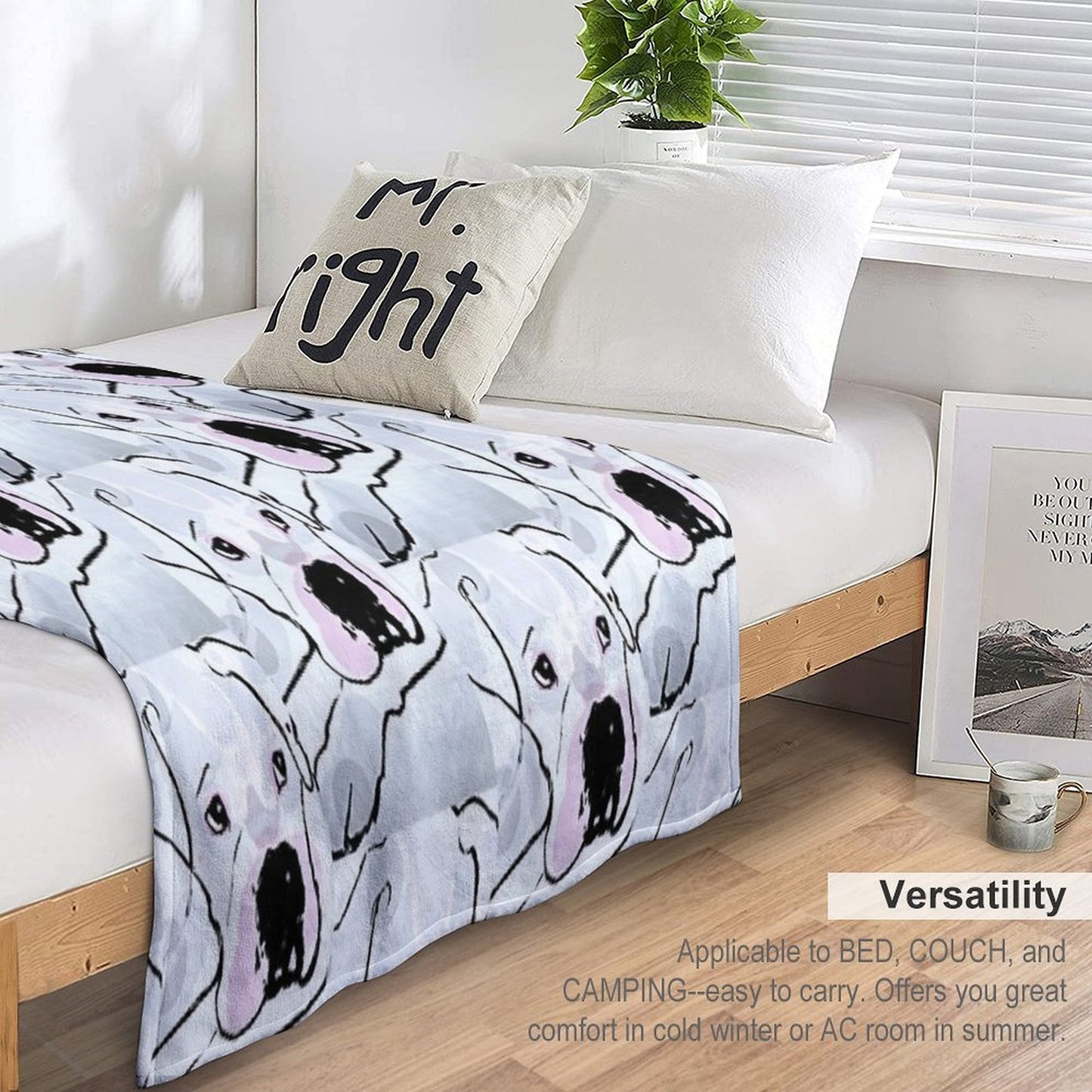 Pearl White, White Boxer Love Collection Durable Throw Blanket