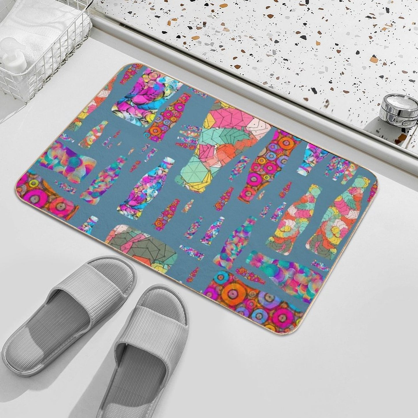 Psychedelic Soda Pop Silhouettes Anti-Trip Bath Mat