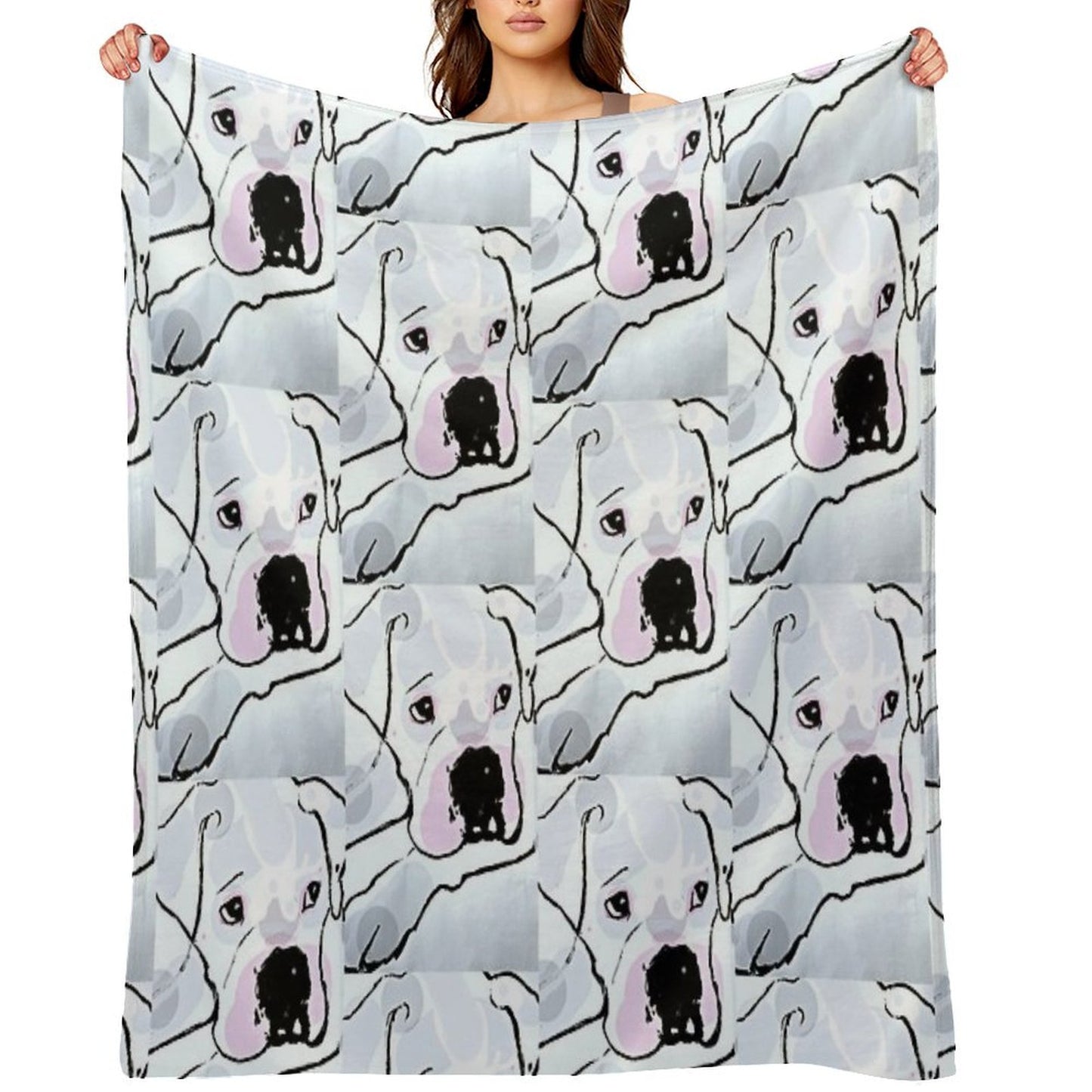 Pearl White, White Boxer Love Collection Durable Throw Blanket
