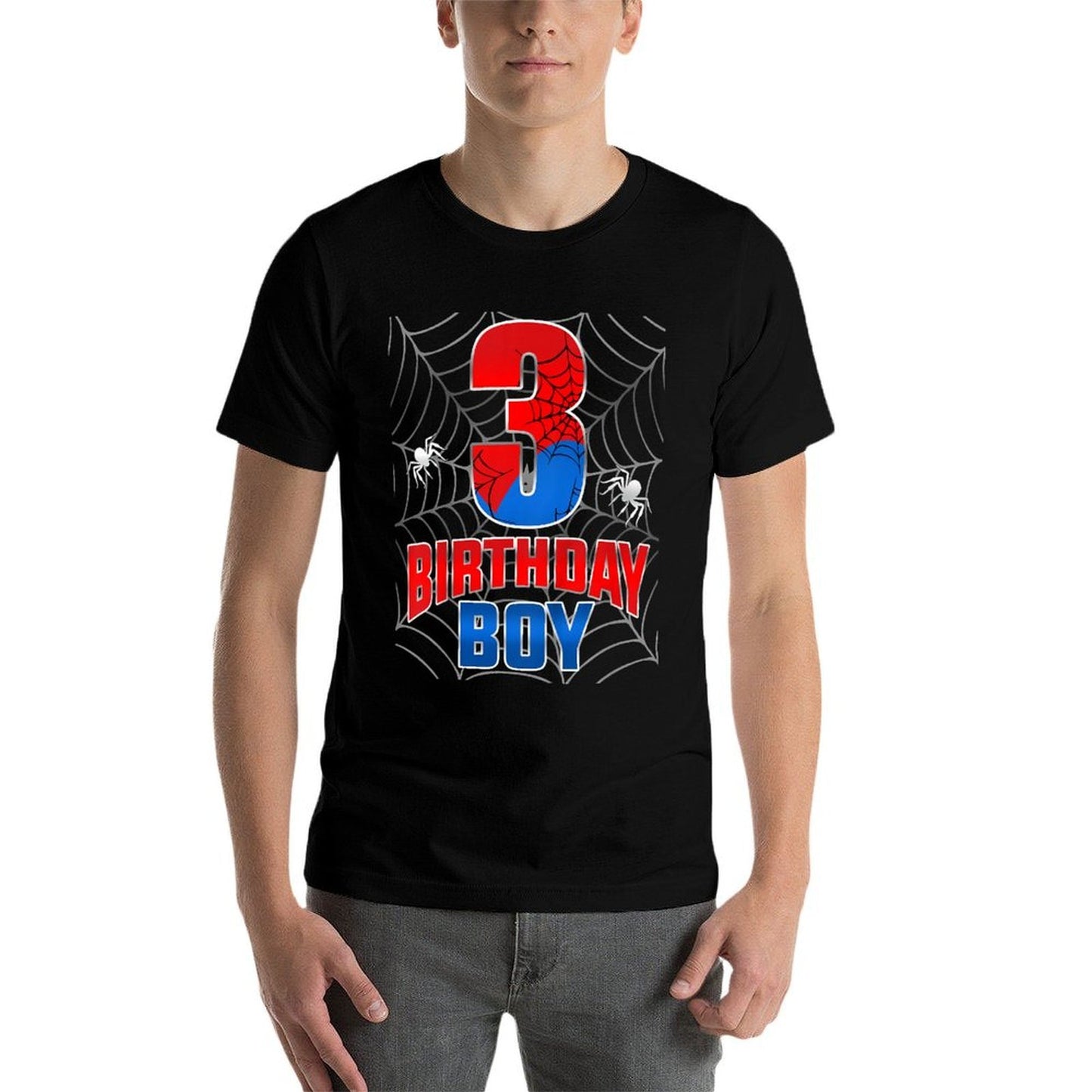 Kids Spider Web Three 3 Years Old It's My 3rd Birthday Boy High-quality Stitching T-Shirt